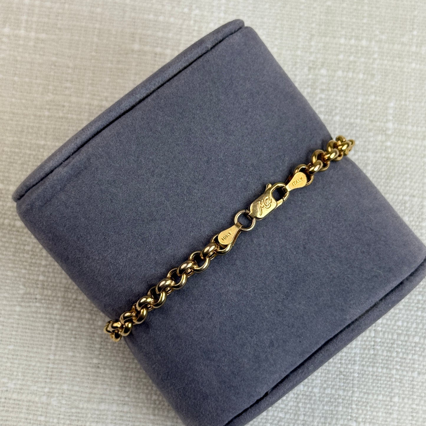 6.5" Italian Rolo Bracelet 10K Yellow Gold 4mm 4.48g