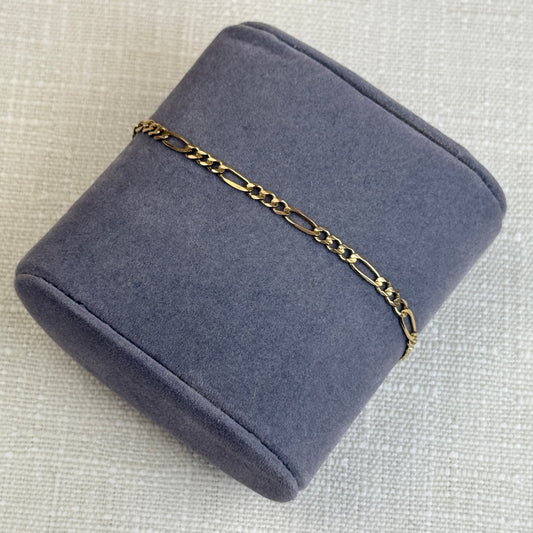 8" Classic Figaro 14K Yellow Gold Bracelet 3.35mm 3.10g