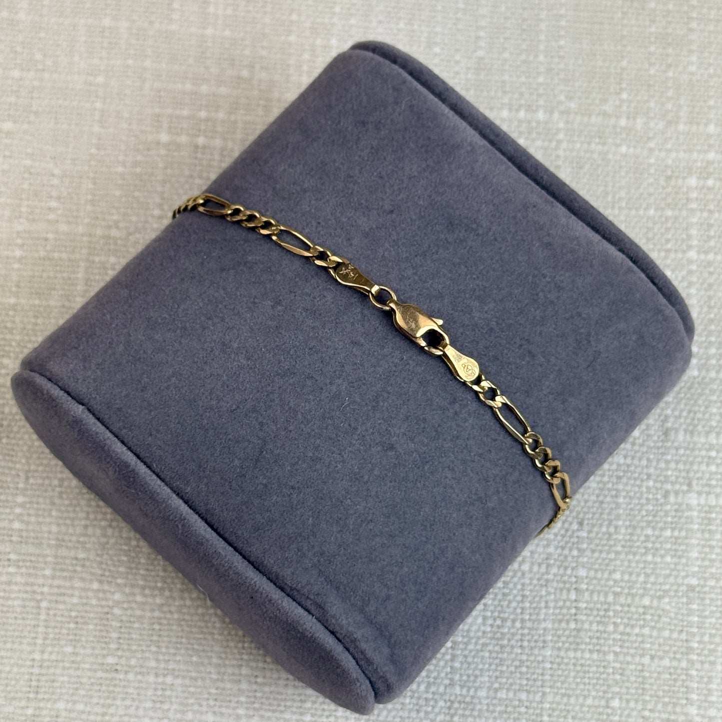 8" Classic Figaro 14K Yellow Gold Bracelet 3.35mm 3.10g