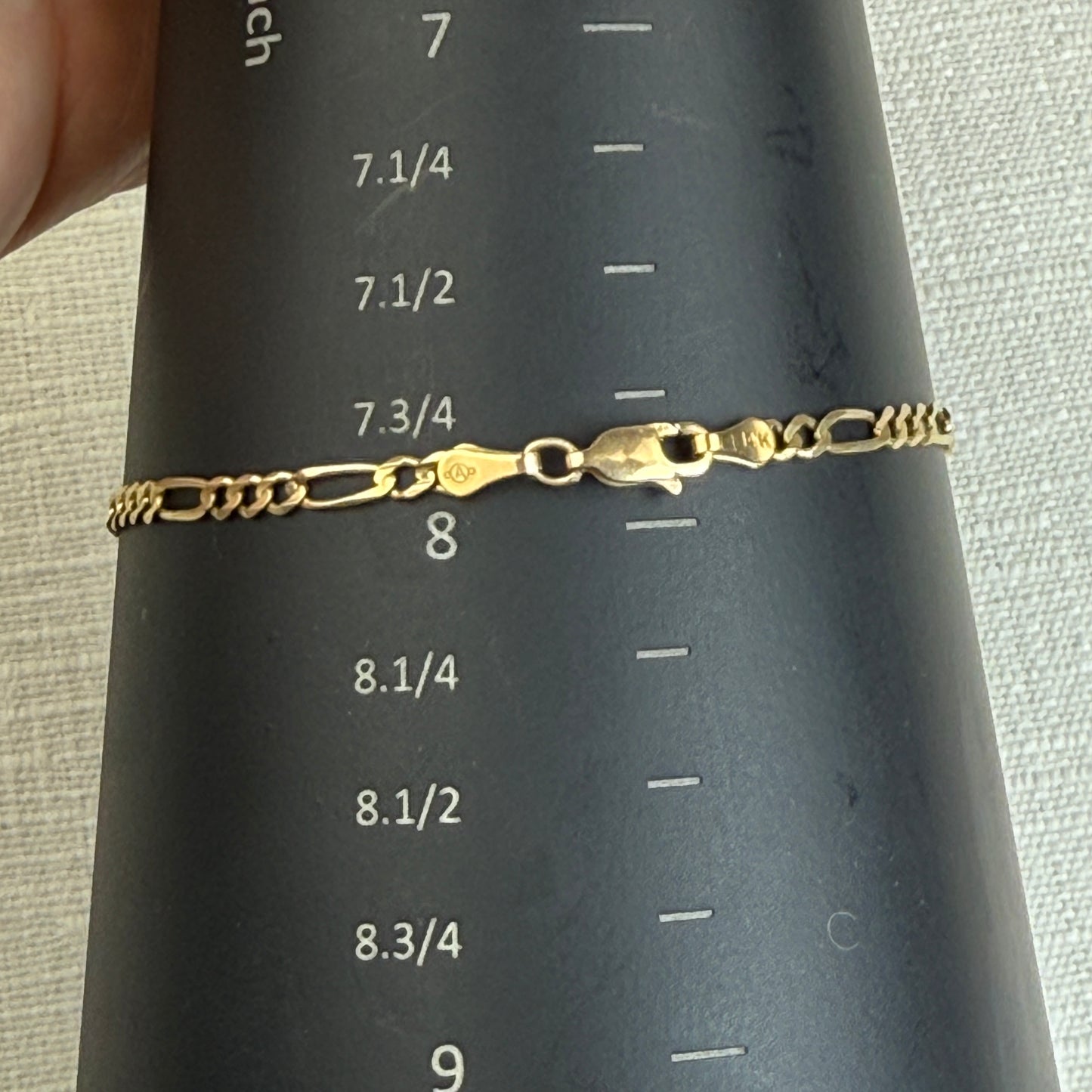 8" Classic Figaro 14K Yellow Gold Bracelet 3.35mm 3.10g