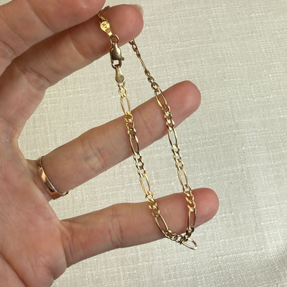 8" Classic Figaro 14K Yellow Gold Bracelet 3.35mm 3.10g
