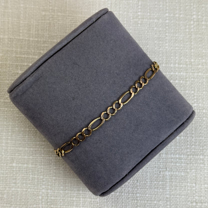 7.25" Classic Figaro 10K Yellow Gold Bracelet 4.55mm 3.66g