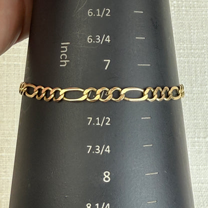 7.25" Classic Figaro 10K Yellow Gold Bracelet 4.55mm 3.66g