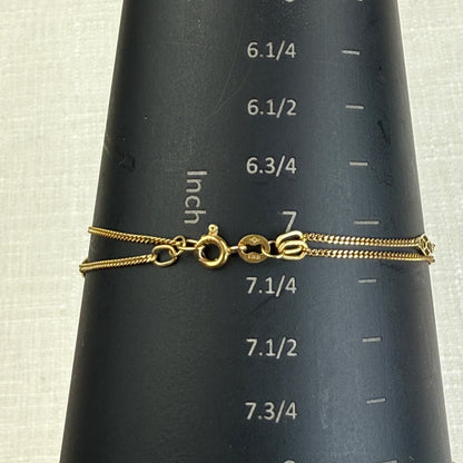 7" Vintage Italian Double Strand Filigree Station Bracelet 10K Yellow Gold 3.66mm 1.95g