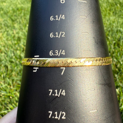 6.75" Solid 14K Gold Herringbone Link 3.9mm Bracelet - 6.07 g