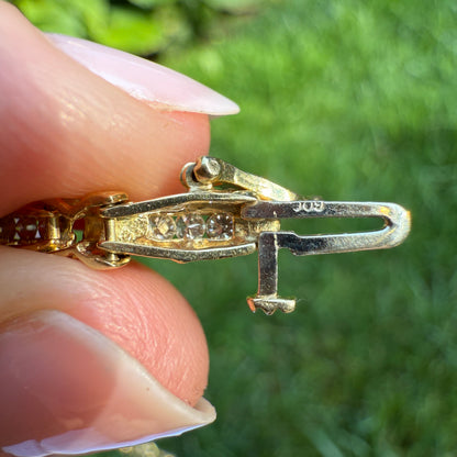 Estate 7" Solid 14K Gold Diamond X & Bar Link Bracelet 4mm 8.32g