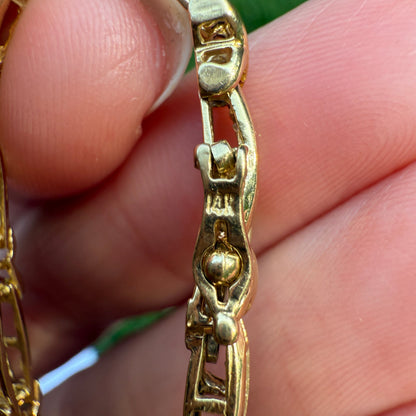 Estate 7" Solid 14K Gold Diamond X & Bar Link Bracelet 4mm 8.32g