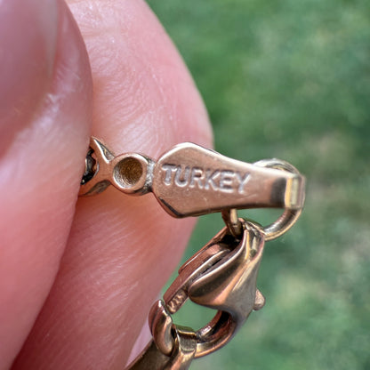 7" Solid 10K Yellow Gold Bracelet with Oval Rubies 4.4g (See Video for Condition)