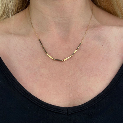 18" Italian Solid 14K Yellow Gold Fancy Bar Link Chain, 1.26g