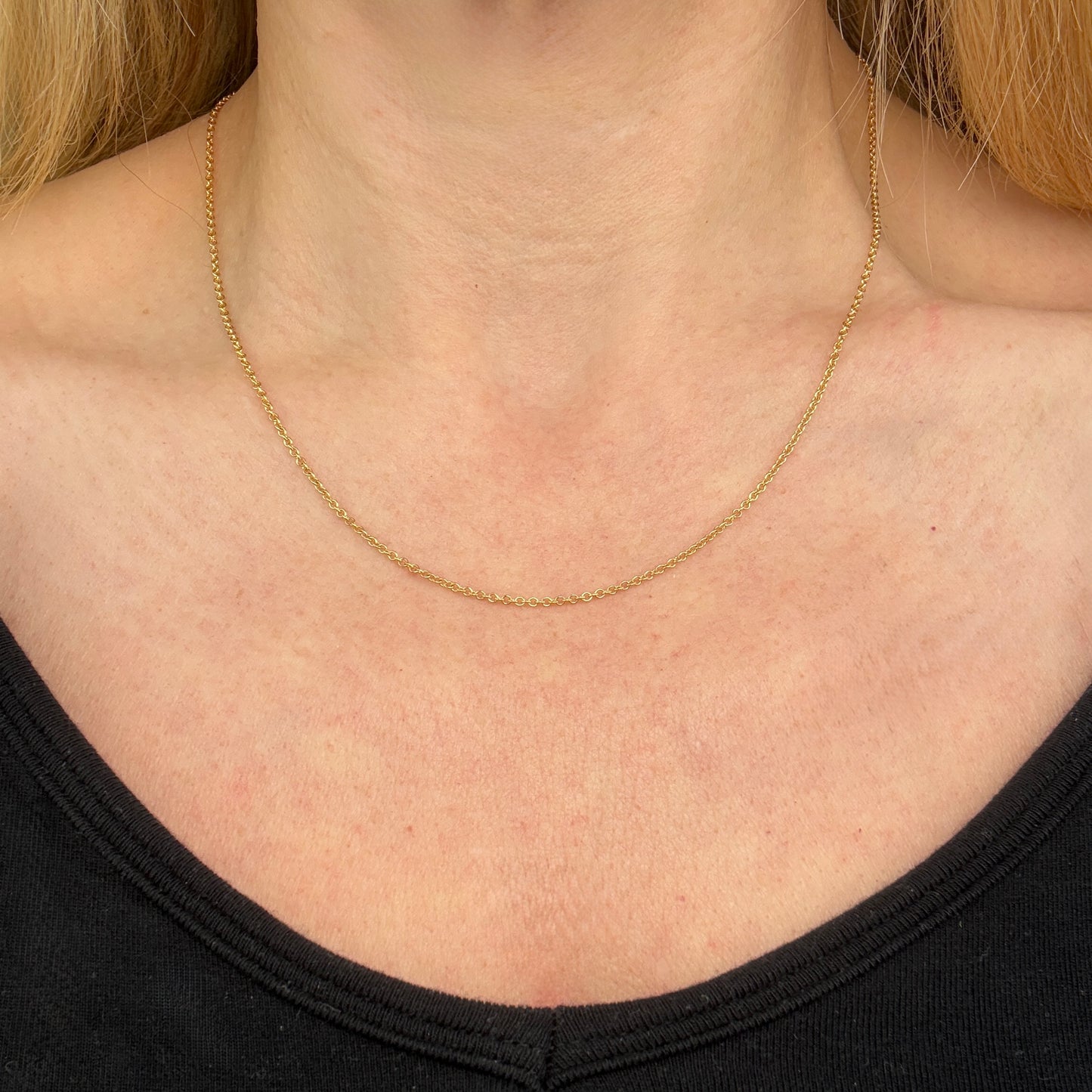 18" Italian Solid 14K Yellow Gold Cable Link Chain .92 mm 2.93g