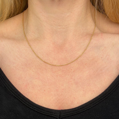 18" Italian Solid 14K Yellow Gold Cable Link Chain .92 mm 2.93g