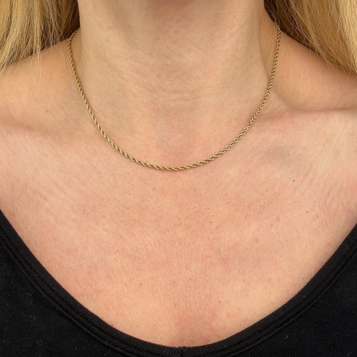 16" Diamond Cut Rope 14K Yellow Gold Chain 1.94mm 6.54g