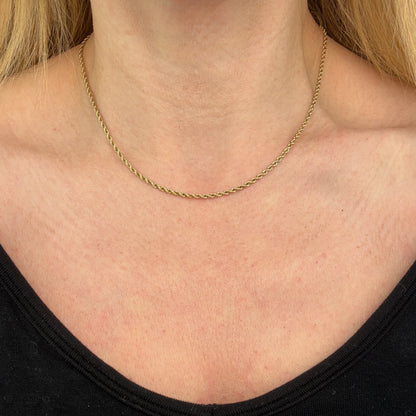 16" Diamond Cut Rope 14K Yellow Gold Chain 1.94mm 6.54g