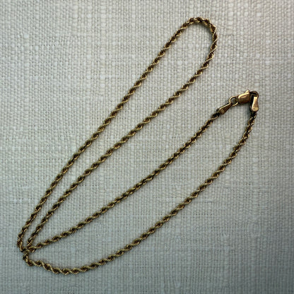 16" Diamond Cut Rope 14K Yellow Gold Chain 1.94mm 6.54g