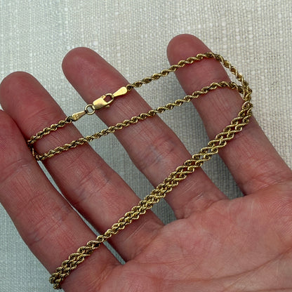 16" Diamond Cut Rope 14K Yellow Gold Chain 1.94mm 6.54g