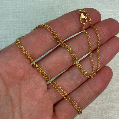 18" Italian Solid 14K Yellow Gold Cable Link Chain .92 mm 2.93g