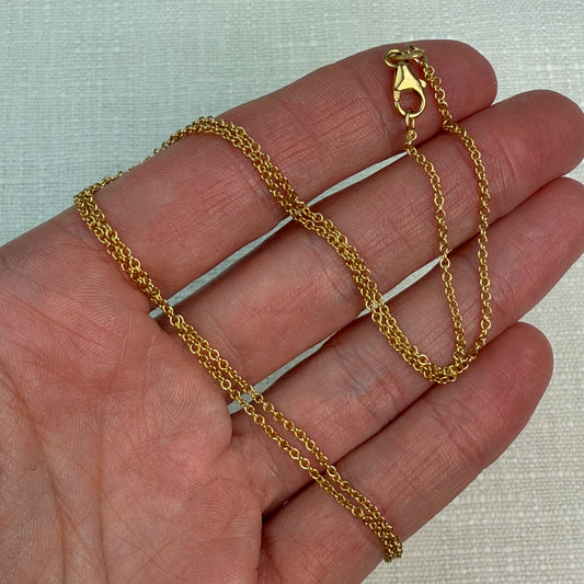 18" Italian Solid 14K Yellow Gold Cable Link Chain .92 mm 2.93g