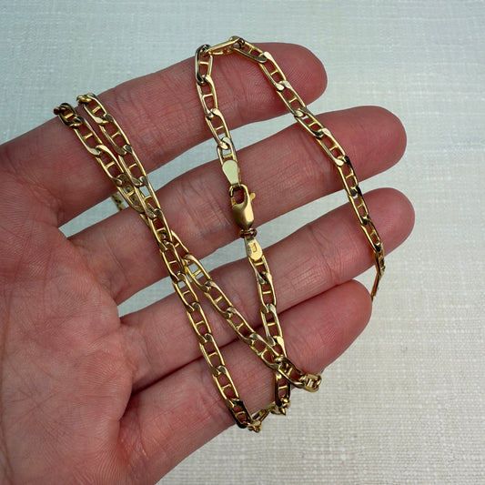 20" Estate Italian Solid 10K Yellow Gold Mariner Chain, 6.29g