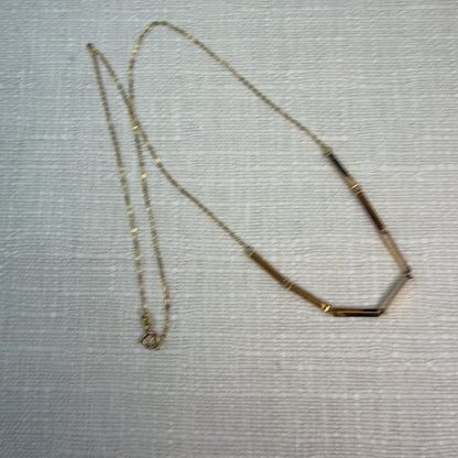 18" Italian Solid 14K Yellow Gold Fancy Bar Link Chain, 1.26g