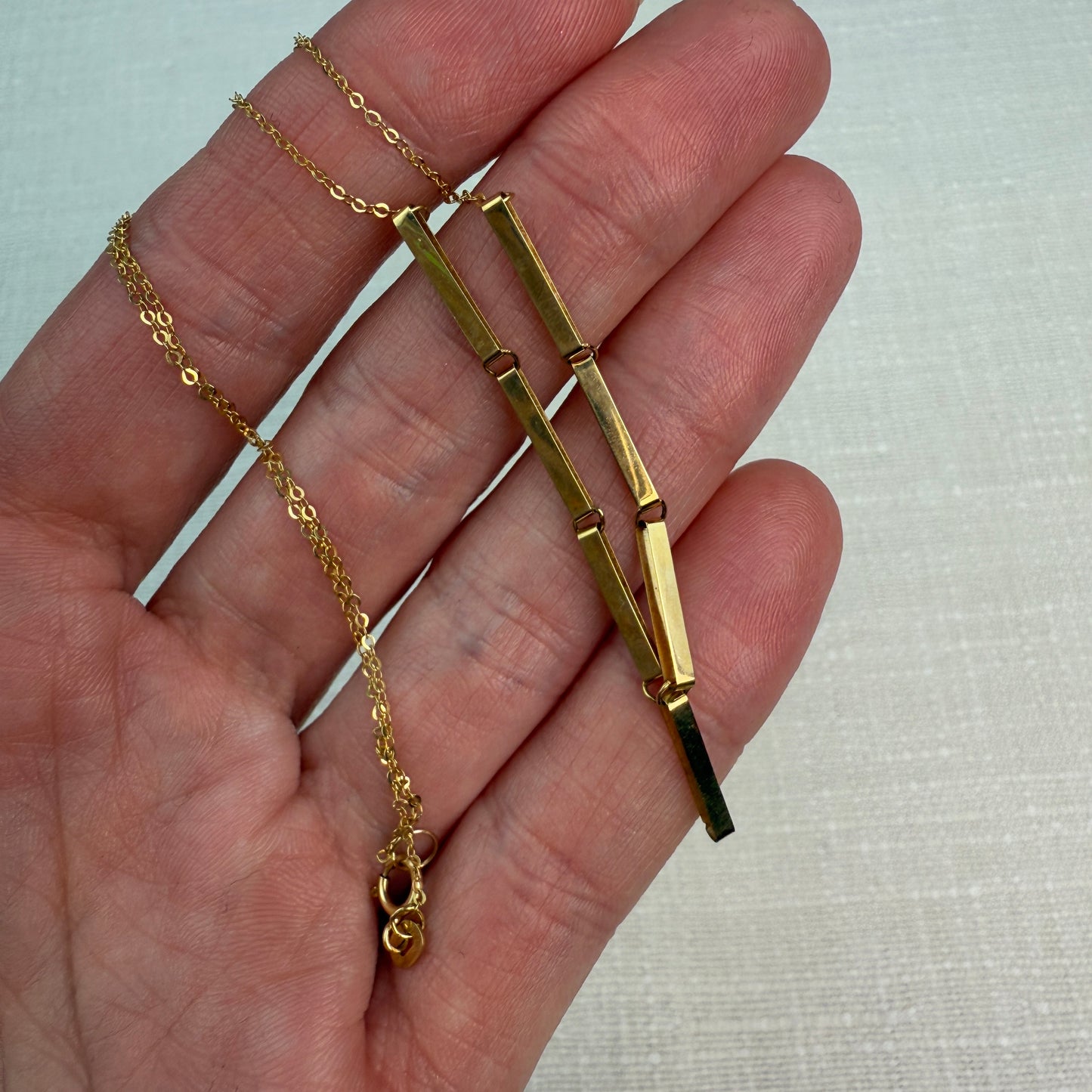 18" Italian Solid 14K Yellow Gold Fancy Bar Link Chain, 1.26g