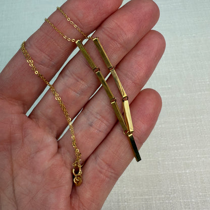 18" Italian Solid 14K Yellow Gold Fancy Bar Link Chain, 1.26g