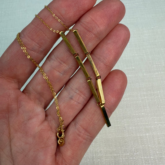 18" Italian Solid 14K Yellow Gold Fancy Bar Link Chain, 1.26g