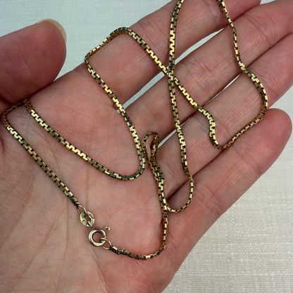 19.5" Solid 14K Yellow Gold Italian Box Chain, 1.8mm 6.74g