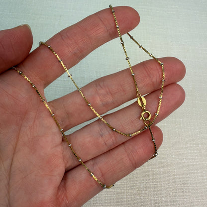 16" Solid 18k Italian Yellow and White Gold Satellite Chain 3.18g