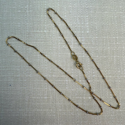 16" Solid 18k Italian Yellow and White Gold Satellite Chain 3.18g