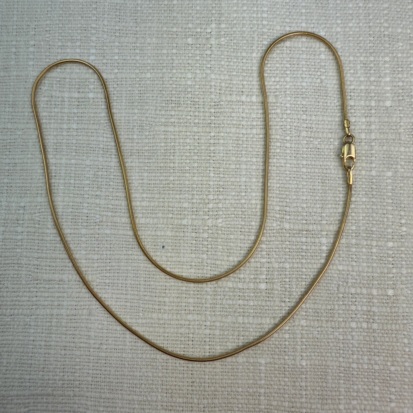15.5" Italian UNOARRE Solid 14K Yellow Gold Snake Link Chain .91 mm 3.92g