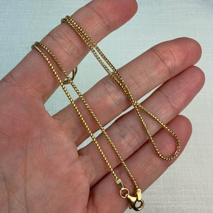 19" Solid 14K Yellow Gold Italian Spiga Wheat Chain, 1.22 mm 5g