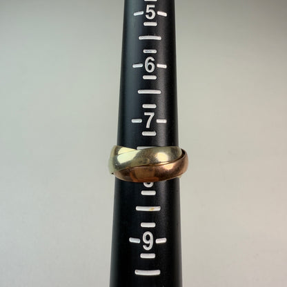 Vintage 9K Triple Rolling Ring Yellow, White, and Rose Gold Size 7.75