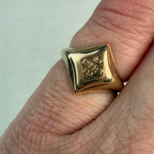 Antique 1920s 10K Solid Gold Signet Style Class Ring Size 3.25