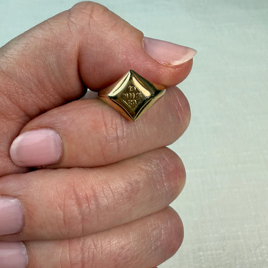 Antique 1920s 10K Solid Gold Signet Style Class Ring Size 3.25