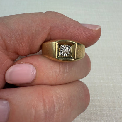 10K Vintage Solid Yellow and White Gold Classic Mid-century Illusion Ring, 9.8 mm, Size 8.5