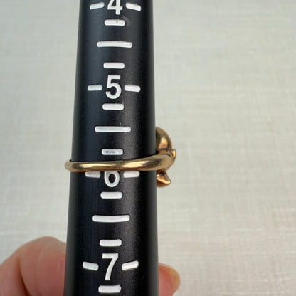 Vintage 10K Solid Yellow Gold Bezel Set Amethyst Mid-Century Ring, Size 5.75