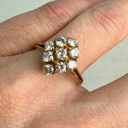 14K Solid Yellow Gold Natural Diamond Cluster Size 7.75