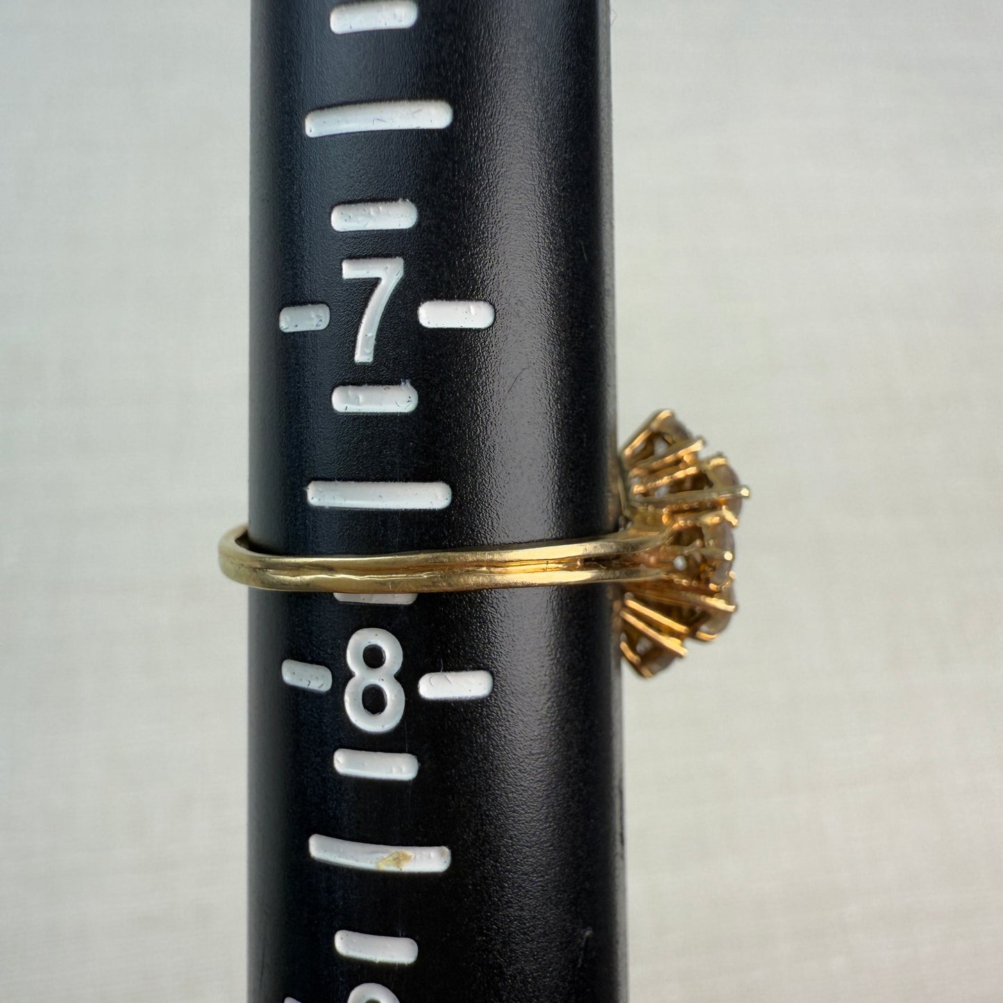 14K Solid Yellow Gold Natural Diamond Cluster Size 7.75