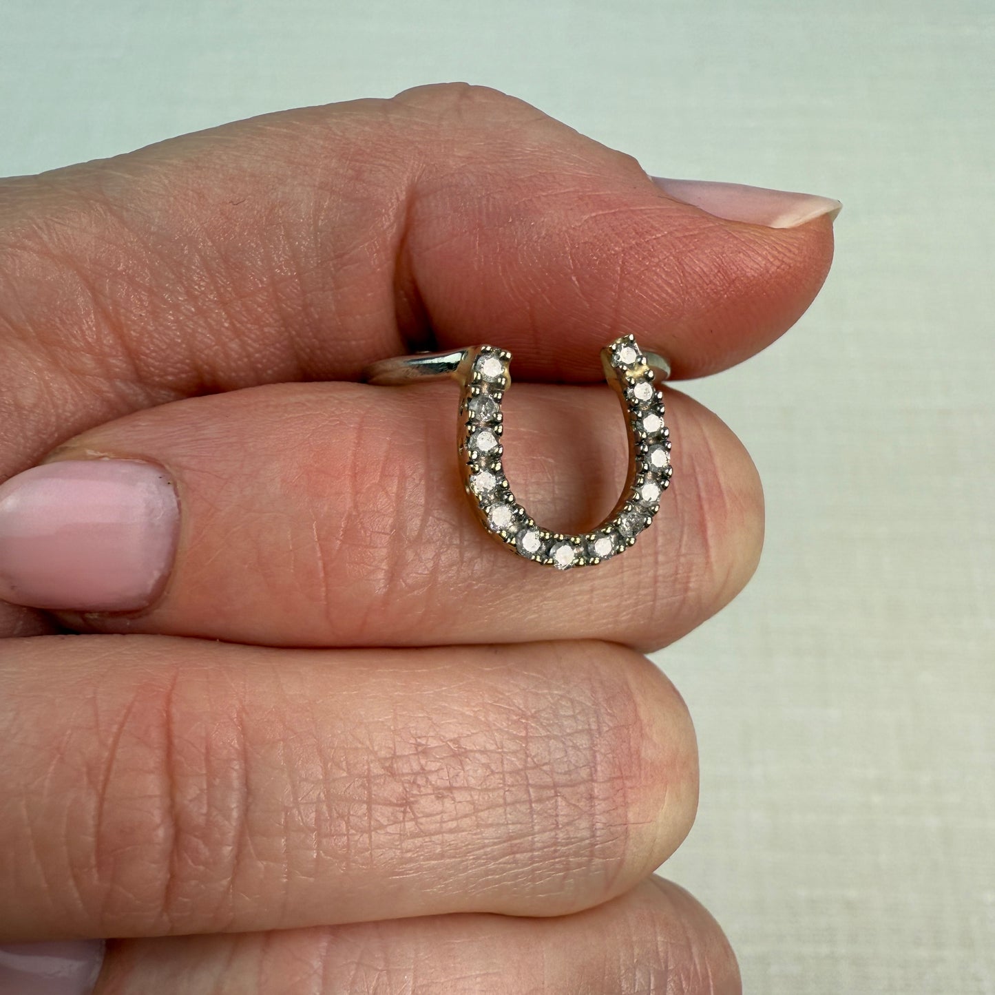 14K Solid Gold Horseshoe and Diamond Ring, Size 6.25