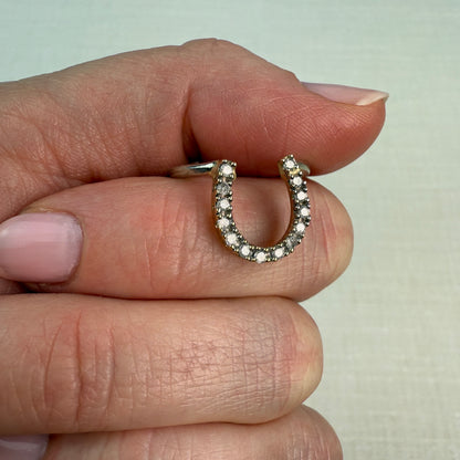 14K Solid Gold Horseshoe and Diamond Ring, Size 6.25