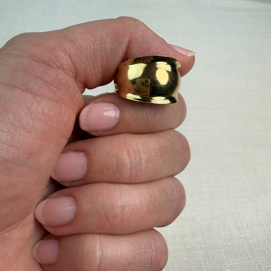 10K Solid Yellow Gold Bold High-Polished Dome Ring 14 mm, Size 8