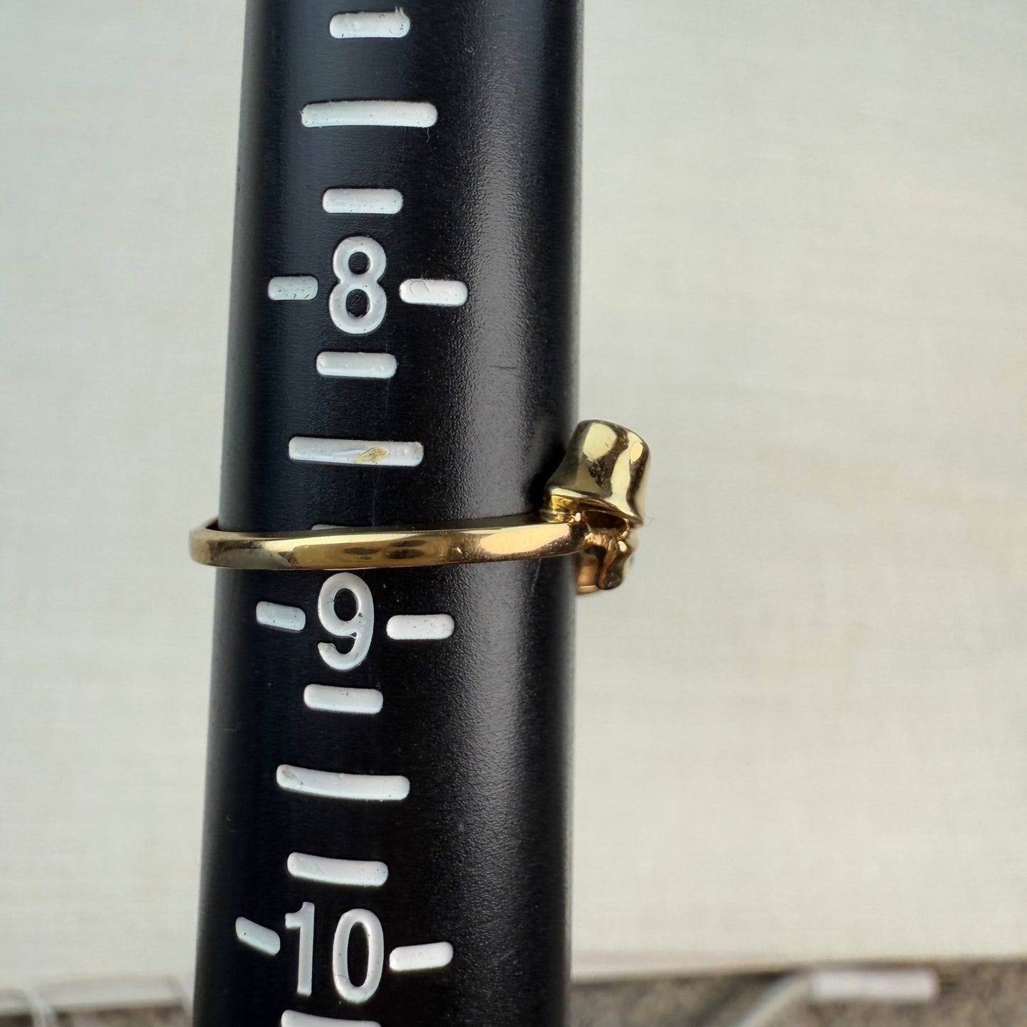 14K Solid Yellow Gold Sculpted Bow Ring Size 8.75