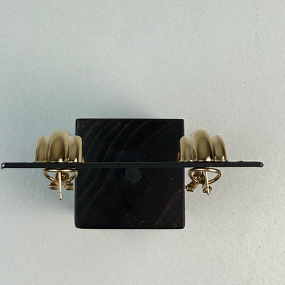 Classic Polished Ribbed Half-Hoop Earrings 14K Yellow Gold Omega Back