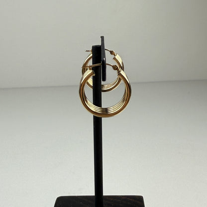 Classic 10K Yellow Gold Petite Hoop Earrings 15 mm, 1.28 g, 3.54 mm wide