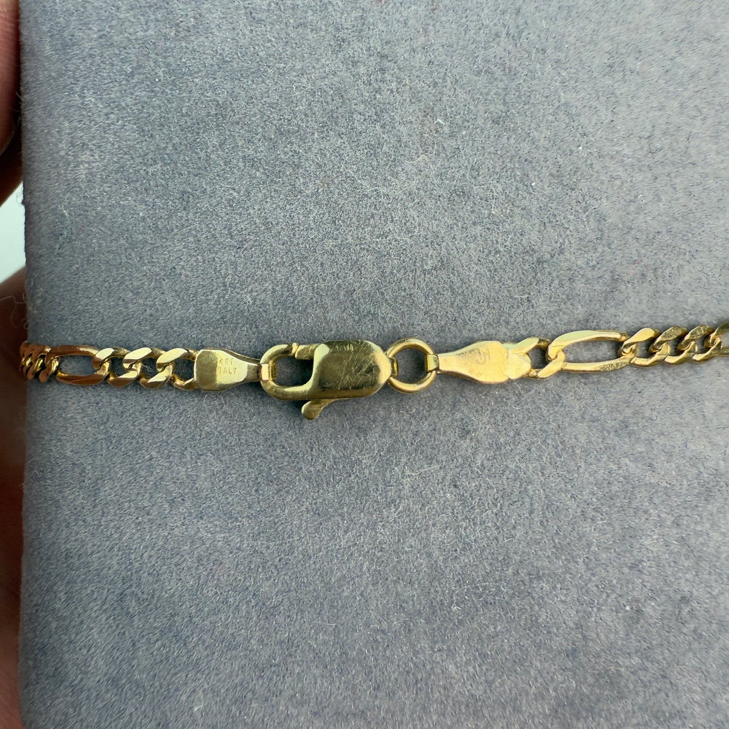 7" Solid 14K Yellow Gold Italian Classic Figaro Link Bracelet  – 2.82 mm, 2.72 g