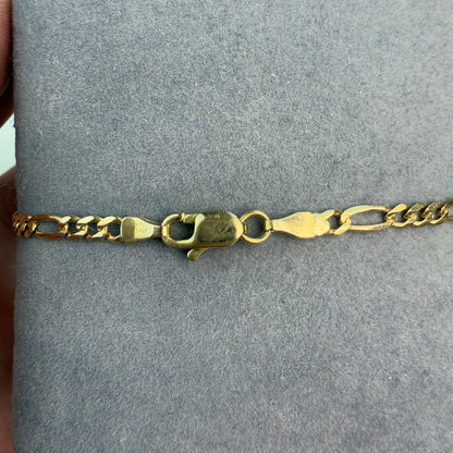 7" Solid 14K Yellow Gold Italian Classic Figaro Link Bracelet  – 2.82 mm, 2.72 g