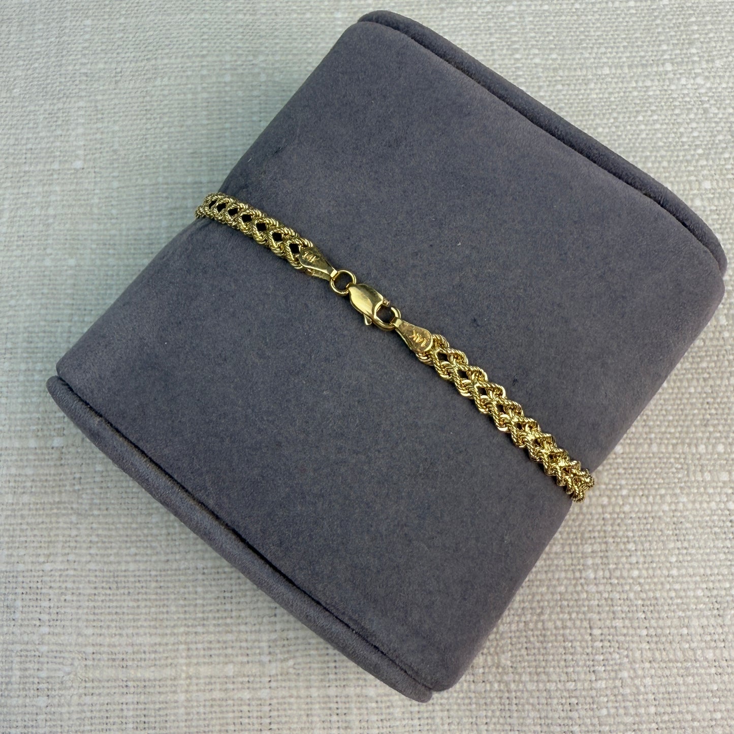 6.75" Solid 14K Yellow Gold Woven Rope-style Bracelet – 4.12 mm, 5.58 g