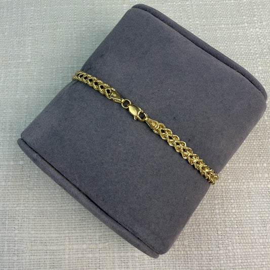 6.75" Solid 14K Yellow Gold Woven Rope-style Bracelet – 4.12 mm, 5.58 g