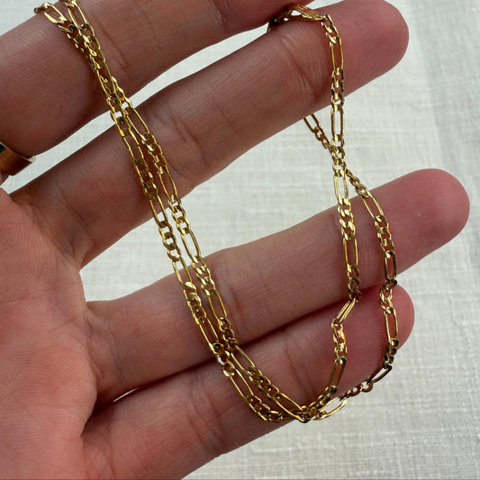 15.5" Italian UNOARRE Solid 10K Yellow Gold Classic Figaro Chain 3.32gm