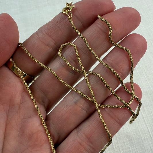 21" Italian Solid 18K Yellow Gold Twisted Wheat Chain 4.78g